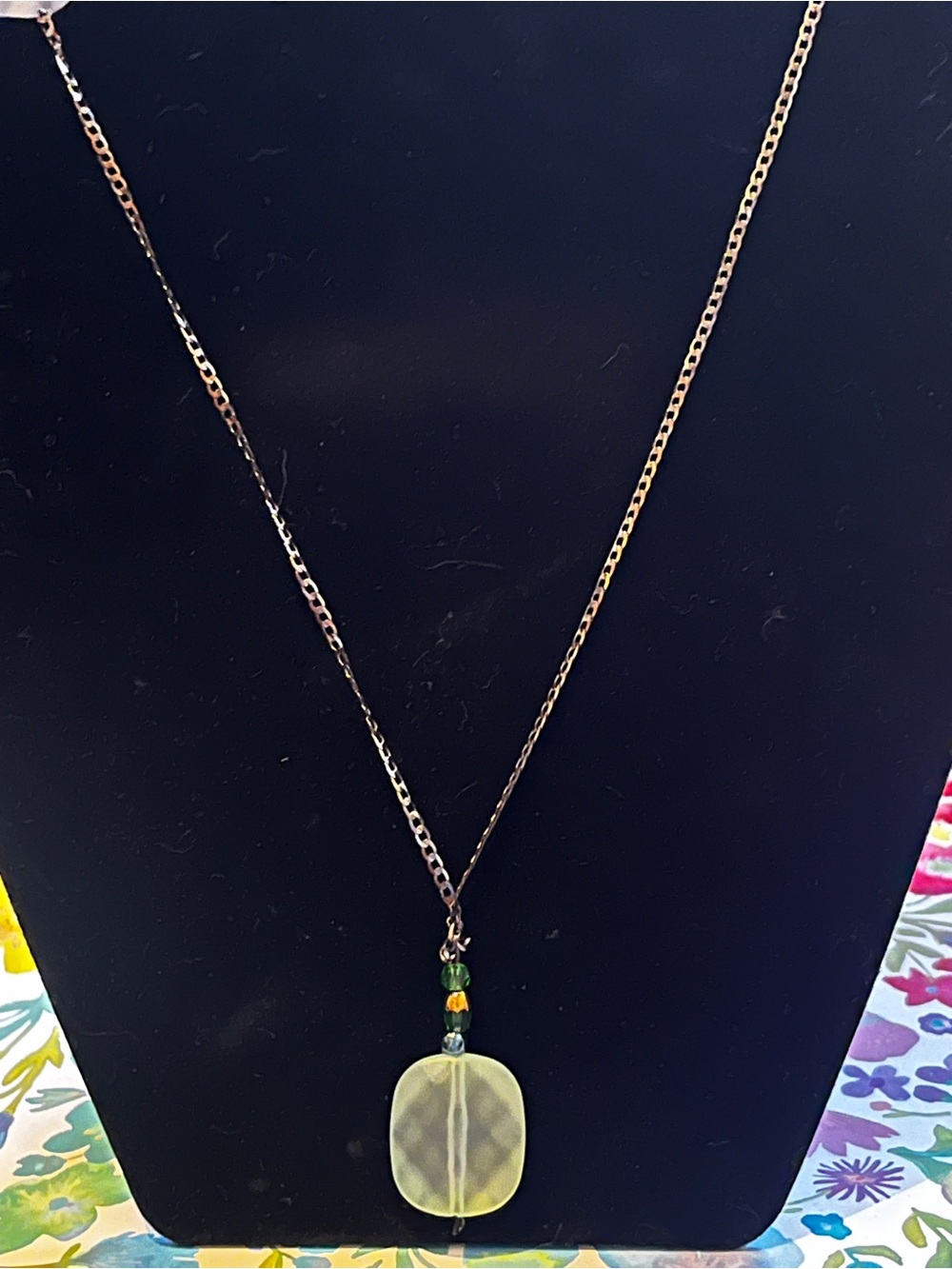 Handmade 1 of a kind Green Sea Glass Pendant Necklace with Bead Accents